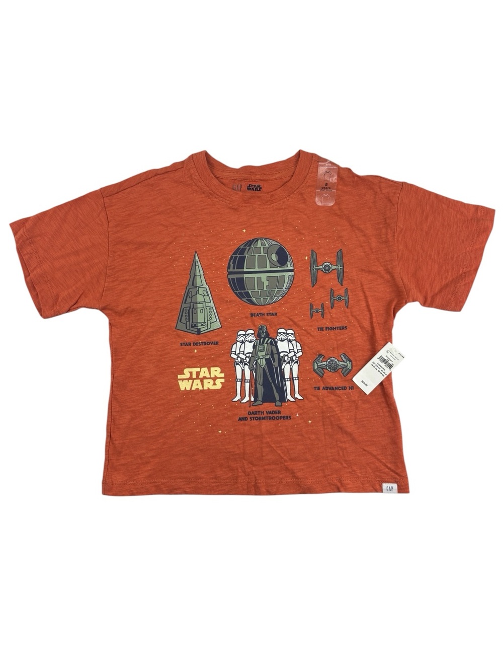 Gap Star Wars Kids Graphic Orange Short Sleeve T-Shirt Size 5 NWT